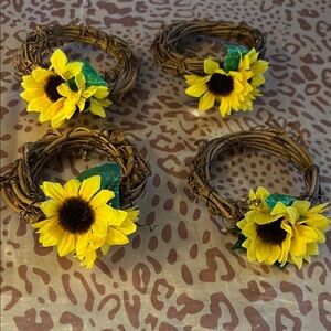 Sunflower Napkin Rings Set of 4